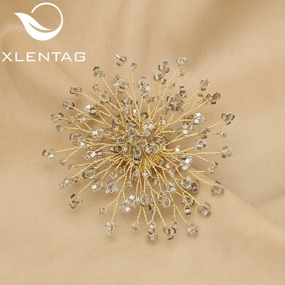 Pearl Brooch Retro Geometric Style Electroplated Snowflake Sunflower Design