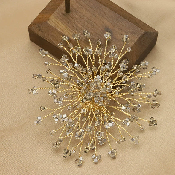 Pearl Brooch Retro Geometric Style Electroplated Snowflake Sunflower Design