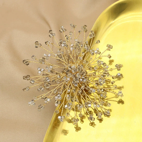 Pearl Brooch Retro Geometric Style Electroplated Snowflake Sunflower Design