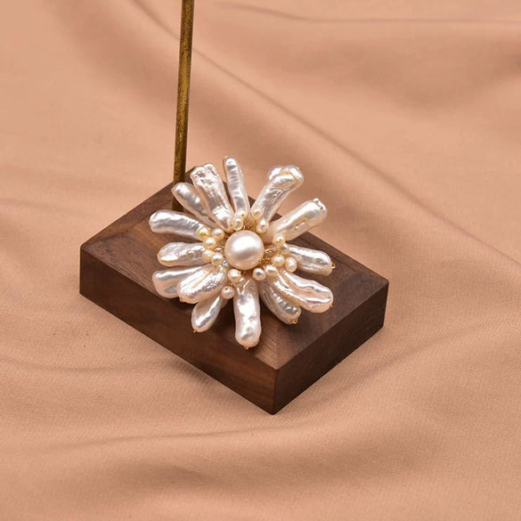 Pearl Brooch Sea Bamboo Tassel Flower Retro Style Fruit Shape Electroplated