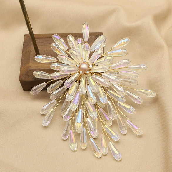 Pearl Brooch Sea Bamboo Tassel Flower Retro Style Fruit Shape Electroplated