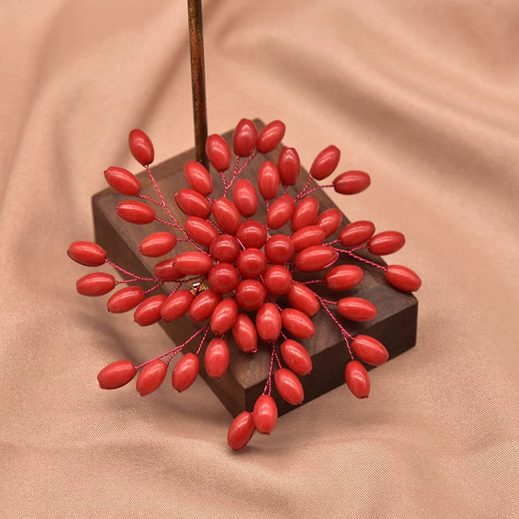 Pearl Brooch Sea Bamboo Tassel Flower Retro Style Fruit Shape Electroplated