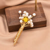 Pearl Brooch Sea Bamboo Tassel Flower Retro Style Fruit Shape Electroplated