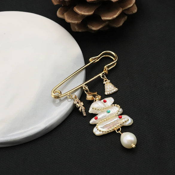Pearl Brooch Women Original Light Luxury Electroplated Fashion Pin Accessories
