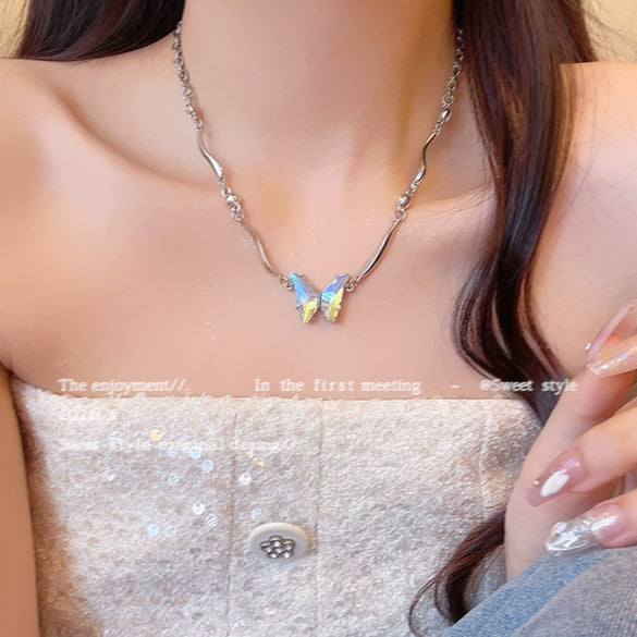 Pearl Butterfly Alloy And Copper Necklace For Women Electroplated With Bow Tie Insect And Star Shape Patterns