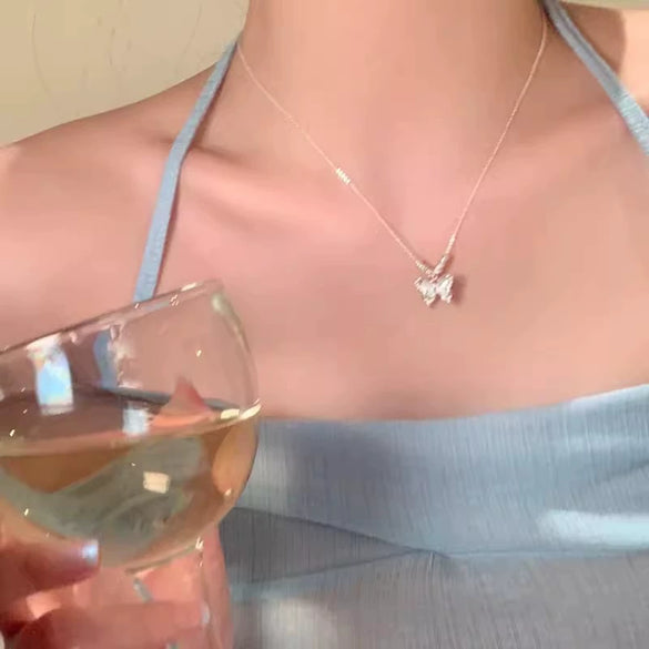 Pearl Butterfly Alloy And Copper Necklace For Women Electroplated With Bow Tie Insect And Star Shape Patterns