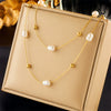 Pearl Butterfly Diamond Pendant Necklace Titanium Steel Electroplating Women's Retro Light Luxury Multilayered