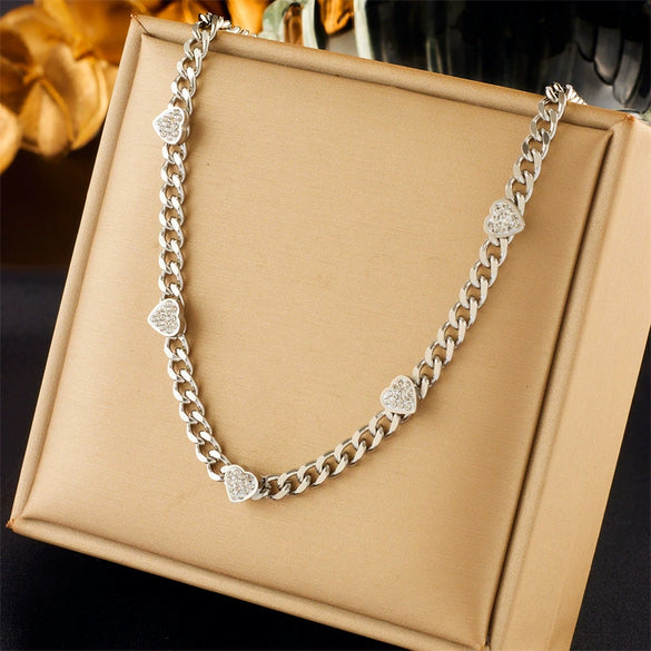 Pearl Butterfly Diamond Pendant Necklace Titanium Steel Electroplating Women's Retro Light Luxury Multilayered
