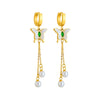 Pearl Butterfly Stainless Steel Pendant Earrings With Insect Pattern And Electroplating Treatment