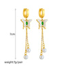 Pearl Butterfly Stainless Steel Pendant Earrings With Insect Pattern And Electroplating Treatment