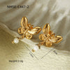 Pearl Butterfly Tassel Titanium Steel Stainless Steel Electroplated Women's Earrings