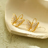 Pearl Butterfly Titanium Steel Women's Fashion Light Luxury Electroplated Earrings