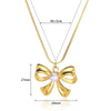 Pearl Clavicle Chain And Earrings Accessories In Ins Style With Bow Pattern Titanium Steel Electroplated