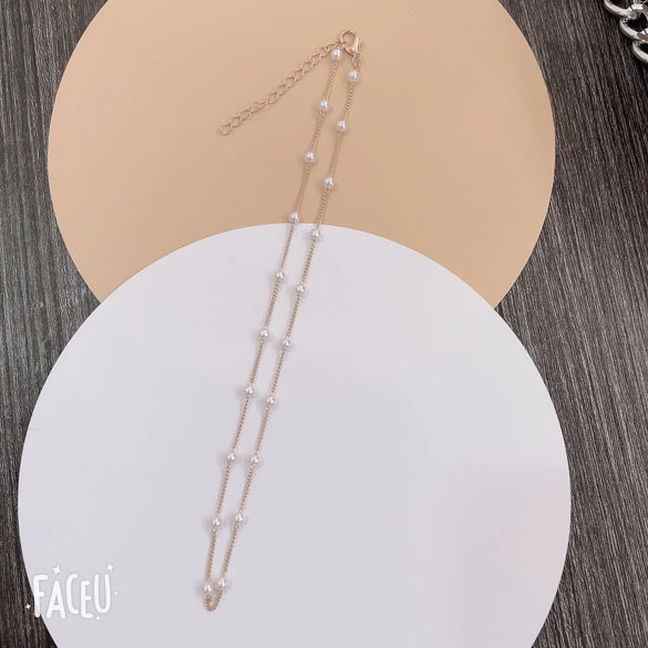 Pearl Clavicle Chain Necklace Retro Simple Geometric Style
