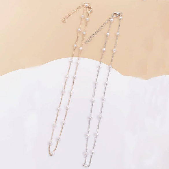 Pearl Clavicle Chain Necklace Retro Simple Geometric Style