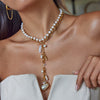 Pearl Clavicle Chain Necklace Stacking Yshaped Electroplated Jewelry For Women