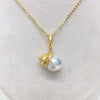 Pearl Clavicle Chain With Natural Freshwater Pearl Pendant Gourd Round Baroque Style Frosted Gold Copper