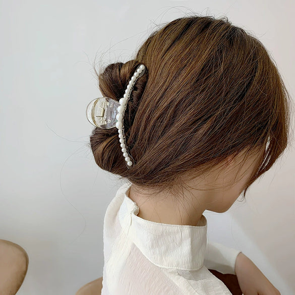 Pearl Clip Headwear Acrylic Geometric Women's Electroplating Hair Jewelry