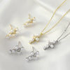 Pearl Cross Necklace And Ear Stud Set Copper Electroplated With Cross Crown Roman Numerals Pattern For Women