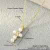 Pearl Cross Necklace And Ear Stud Set Copper Electroplated With Cross Crown Roman Numerals Pattern For Women