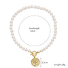 Pearl Cross Pendant Necklace Alloy Box Chain Electroplated Retro Exaggerated Multilayer Women's Accessories