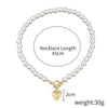 Pearl Cross Pendant Necklace Alloy Box Chain Electroplated Retro Exaggerated Multilayer Women's Accessories