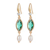 Pearl Crystal Glass Glazed Copper Earrings Light Luxury Minimalist Style Electroplating