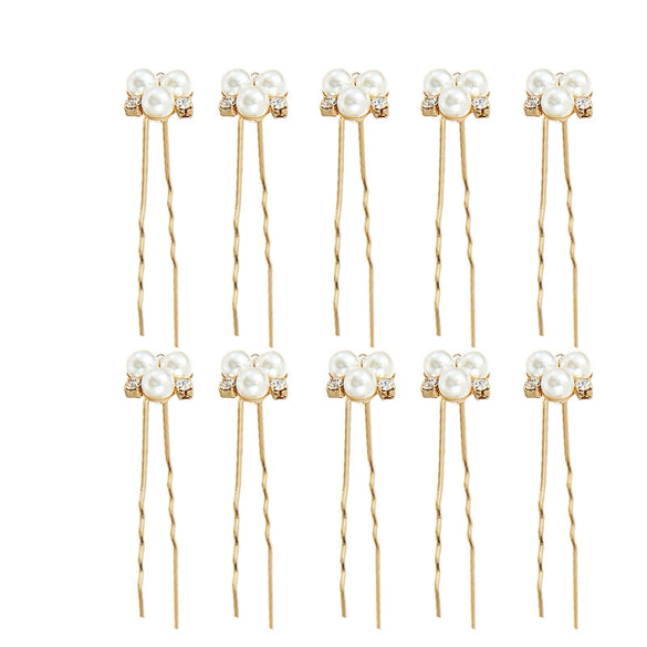 Pearl Crystal Hairpin Hair Fork With Leaves Pattern For Women Bridal Hair Accessories