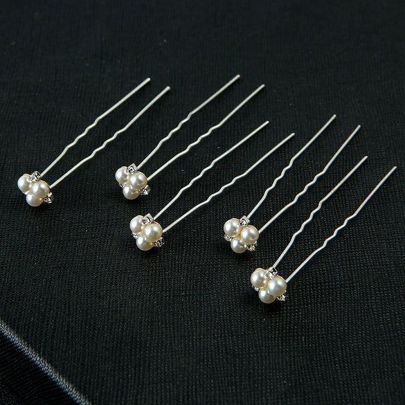 Pearl Crystal Hairpin Hair Fork With Leaves Pattern For Women Bridal Hair Accessories