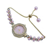 Pearl Diamond Alloy Women's Fashion Bracelet Watch With Digital Fritillaria Dial And Spiral Crown