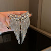 Pearl Diamond Tassel Earrings Rhinestone Material U Shaped Design For Women