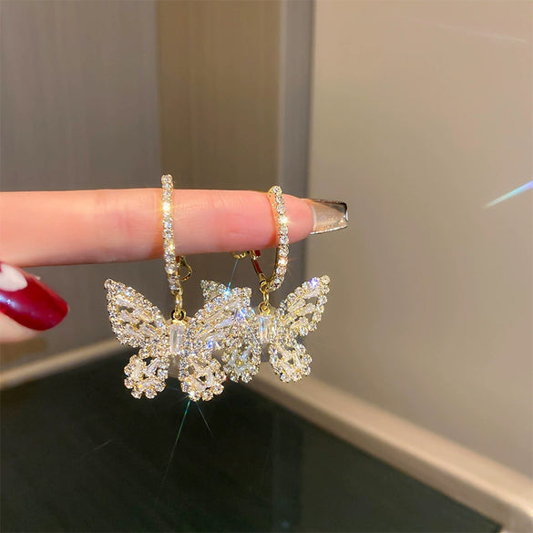 Pearl Diamond Tassel Earrings Rhinestone Material U Shaped Design For Women