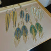 Pearl Diamond Tassel Earrings Rhinestone Material U Shaped Design For Women