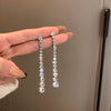 Pearl Diamond Tassel Earrings Rhinestone Material U Shaped Design For Women