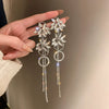 Pearl Diamond Tassel Earrings Rhinestone Material U Shaped Design For Women