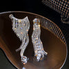 Pearl Diamond Tassel Earrings Rhinestone Material U Shaped Design For Women