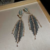 Pearl Diamond Tassel Earrings Rhinestone Material U Shaped Design For Women