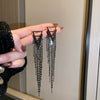 Pearl Diamond Tassel Earrings Rhinestone Material U Shaped Design For Women