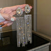 Pearl Diamond Tassel Earrings Rhinestone Material U Shaped Design For Women