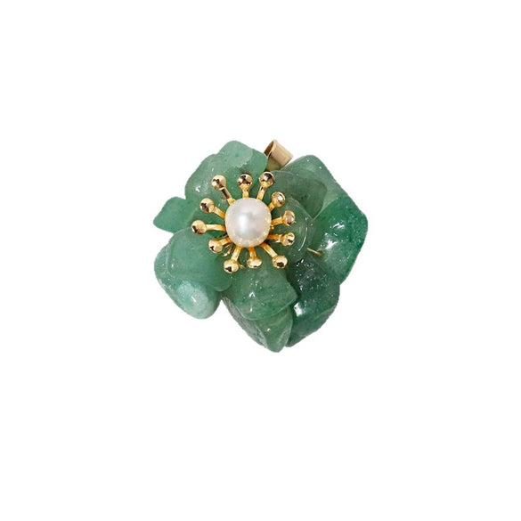 Pearl Dongling Jade Stacked Necklace With Tiger Eye Stone Pendant Electroplated Flower Style