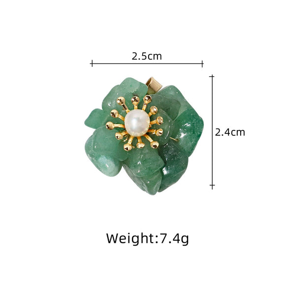 Pearl Dongling Jade Stacked Necklace With Tiger Eye Stone Pendant Electroplated Flower Style
