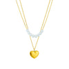Pearl Doublelayered Heartshaped Pendant Necklace Titanium Steel Electroplating For Women