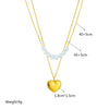 Pearl Doublelayered Heartshaped Pendant Necklace Titanium Steel Electroplating For Women