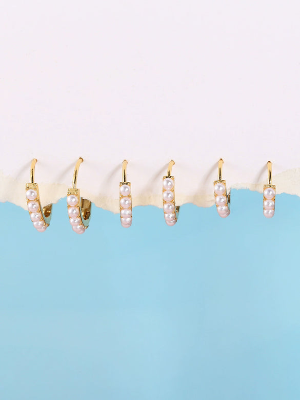 Pearl Ear Buckle Earrings Ecofriendly Brass Letters Numbers Text Pattern Electroplating Real Gold Plating Niche Style Women's