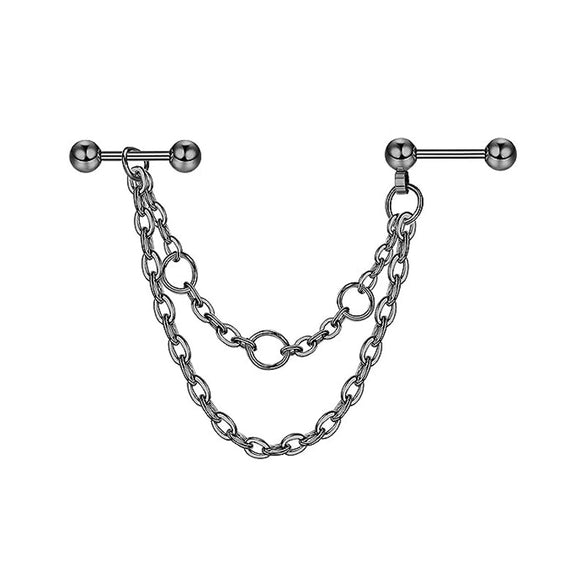 Pearl Ear Chain Fivepointed Star Ear Bone Stud Stainless Steel Geometric Style Electroplated Jewelry