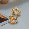 Pearl Ear Clip Stainless Steel Geometric Earrings Electroplated Light Luxury Style