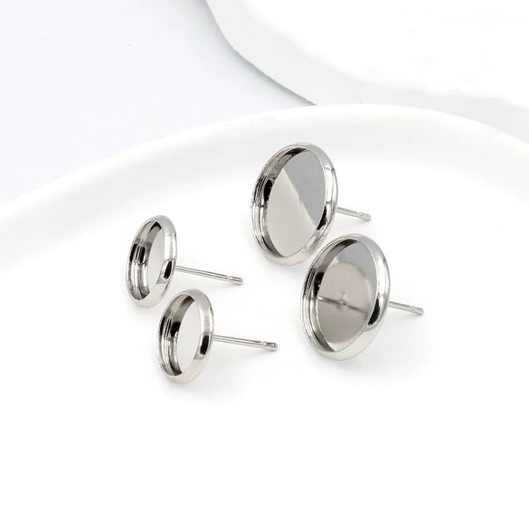 Pearl Earring Holder Gold Plated Electroplating Flat Bottom Semicircle Handmade Earring Accessories Material