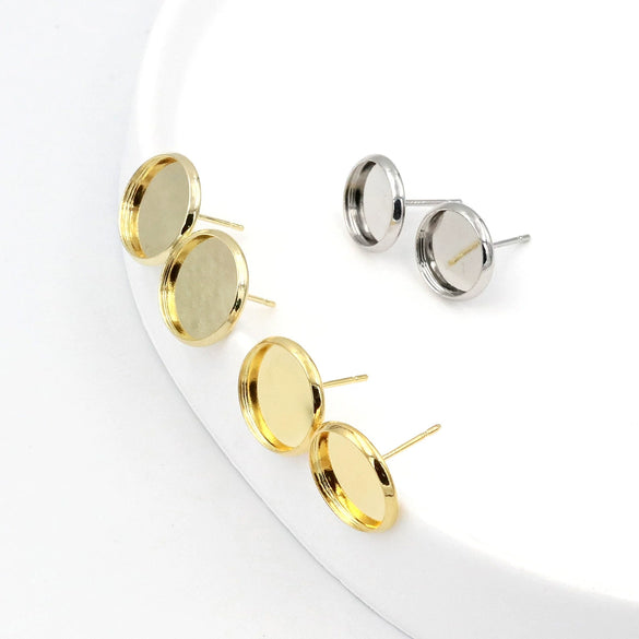 Pearl Earring Holder Gold Plated Electroplating Flat Bottom Semicircle Handmade Earring Accessories Material