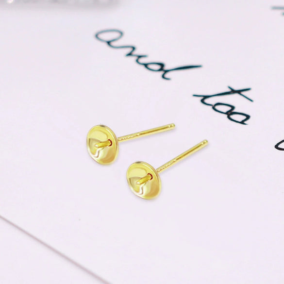 Pearl Earrings And Earrings Tray S925 Silver Needle 18K Gold Plated With Copper Parts Diy Cross Needle Electroplating