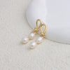 Pearl Earrings Copper Geometric Natural Simple Retro Style